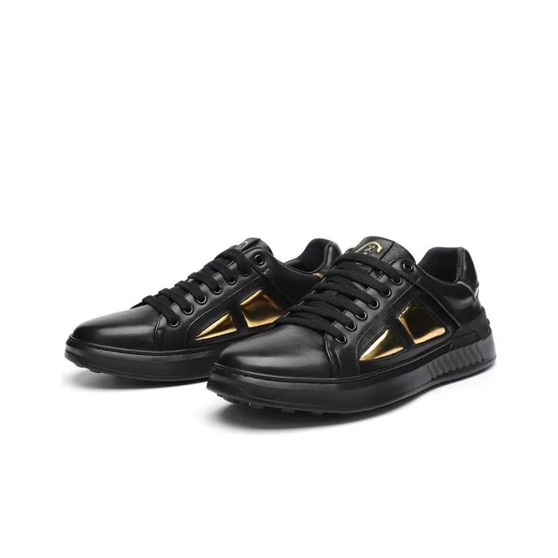 CHARRIOL Skateboard Shoes Men Low-Top Black/Gold-2