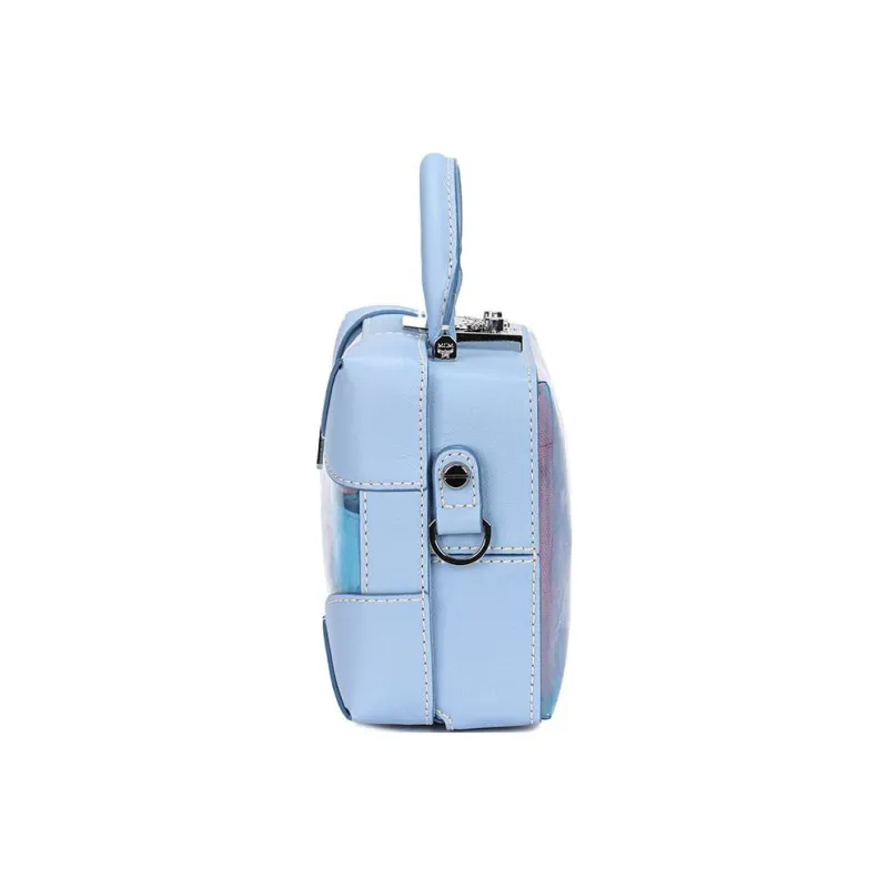 MCM Soft Berlin Visetos Leather Crossbody Bag Women's Blue Pink-1