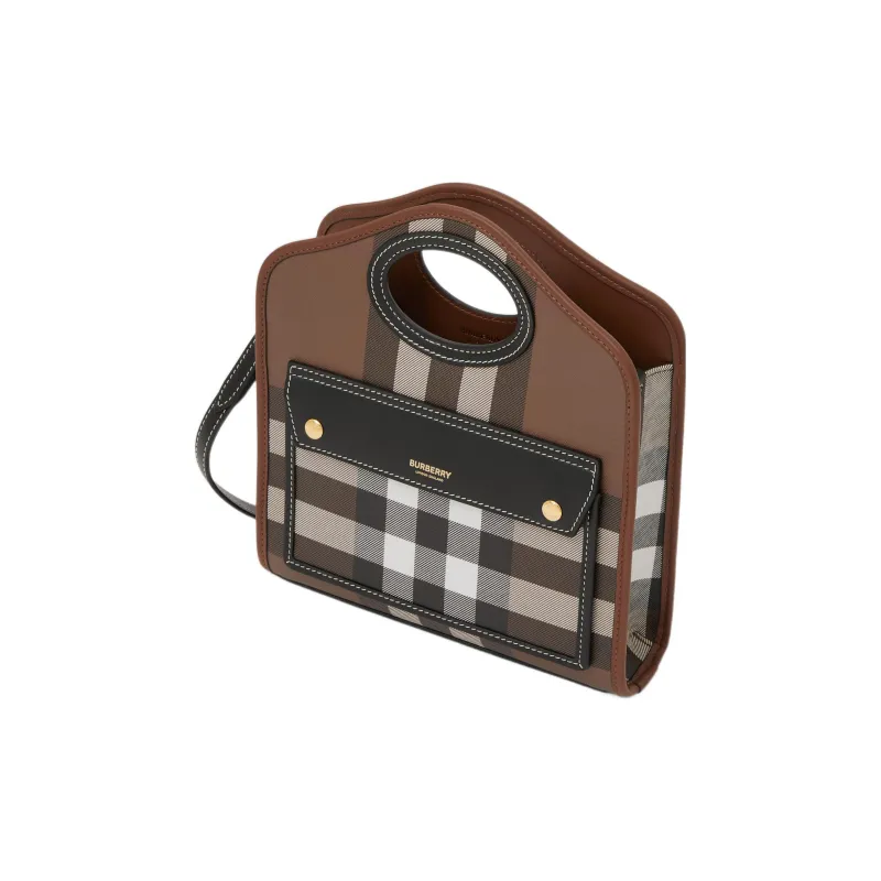 Burberry Pocket Bag Calfskin Decoration Shoulder Bag, Crossbody Bag, Handbag Mini Women's Dark Birch Brown-1