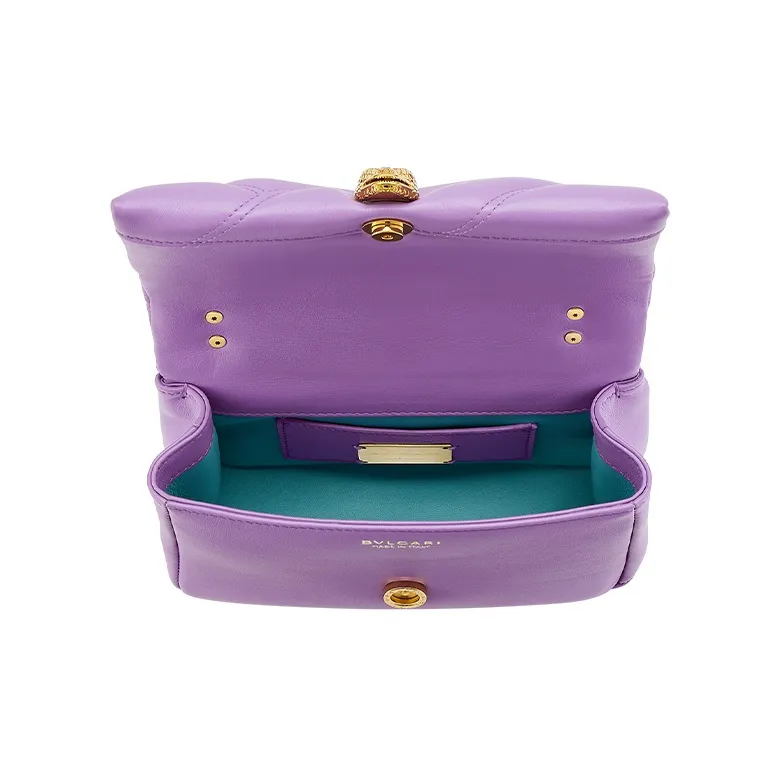 BVLGARI Serpenti Cabochon Calfskin Shoulder Bag Crossbody Bag Mini Women's Purple-3