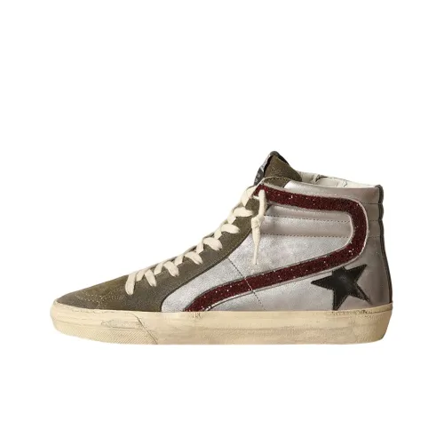 Golden Goose Slide Skateboard Shoes Women's High-Top Silver