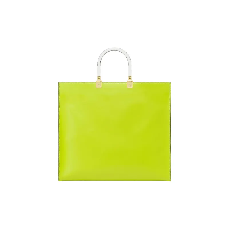 FENDI Sunshine Cow Leather Tote Bag Shopping Bag Handbag Large Size Women's Sprout Green-1
