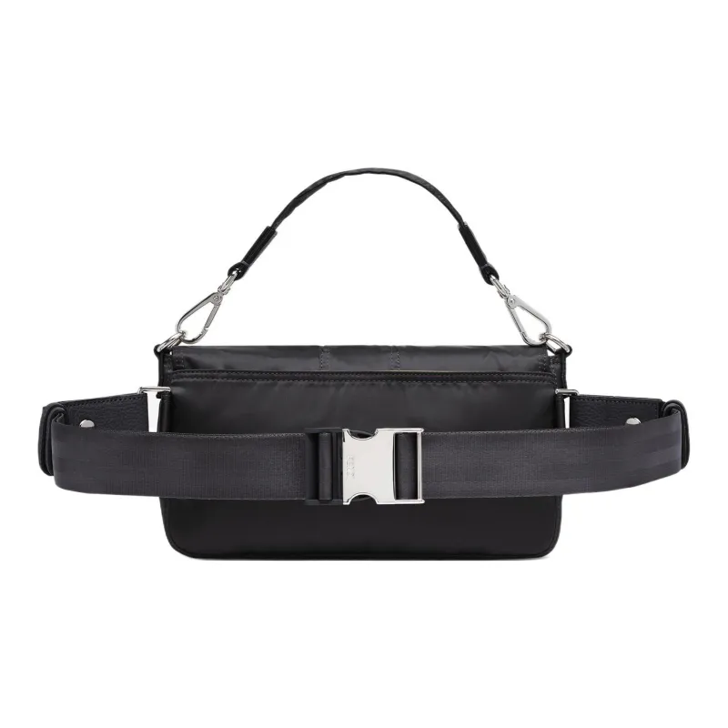FENDI PORTER Collaboration Baguette Cow Leather Handbag Fanny Pack Medium Size Men's Black-2