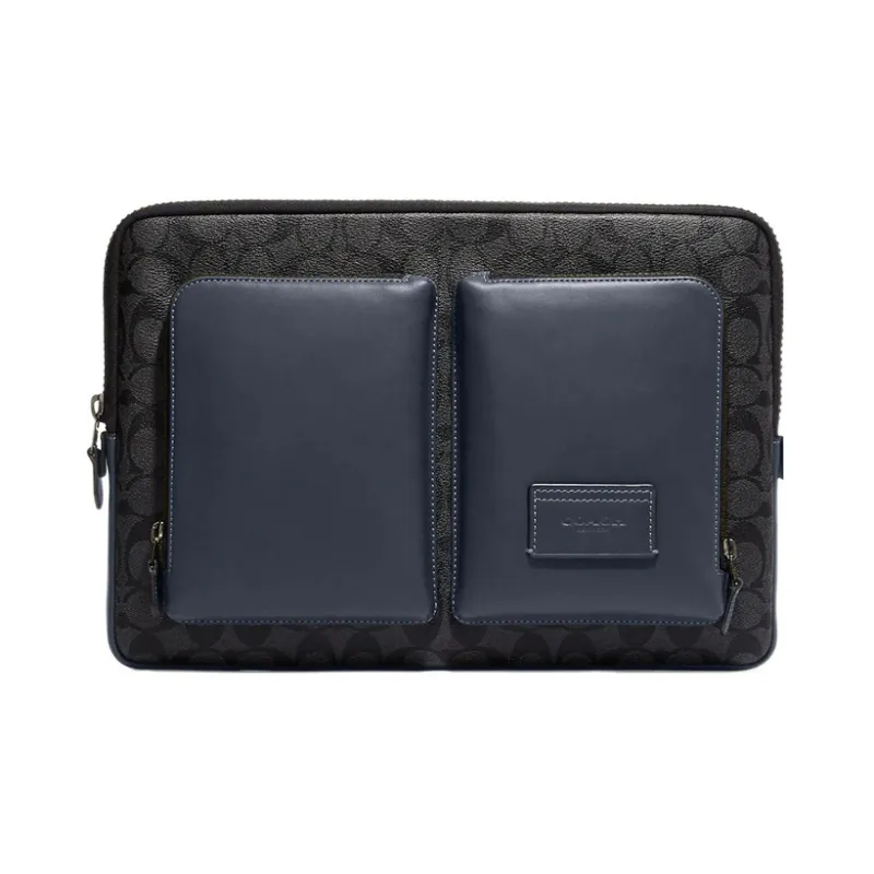 COACH Coated Canvas Briefcase Laptop Bag Tubas Men's Charcoal With Denim Color-0