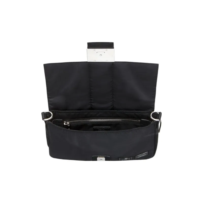FENDI PORTER Collaboration Baguette Cow Leather Handbag Fanny Pack Medium Size Men's Black-3