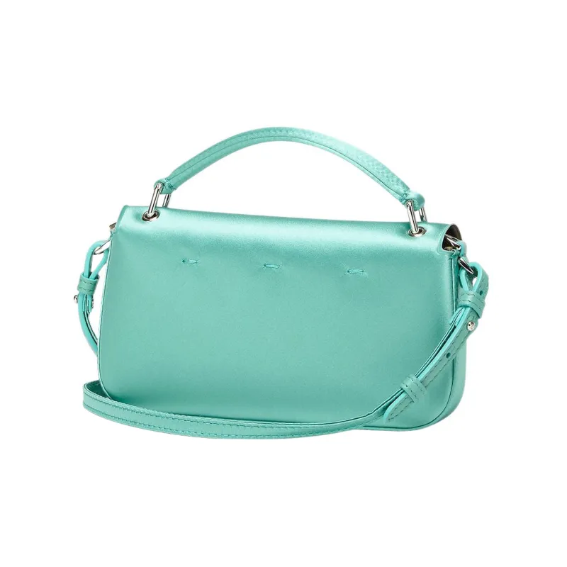 FENDI Baguette Silk Blended With Lambskin Handbag Shoulder Bag Crossbody Bag Cell Phone Pouch Women's Turquoise-1