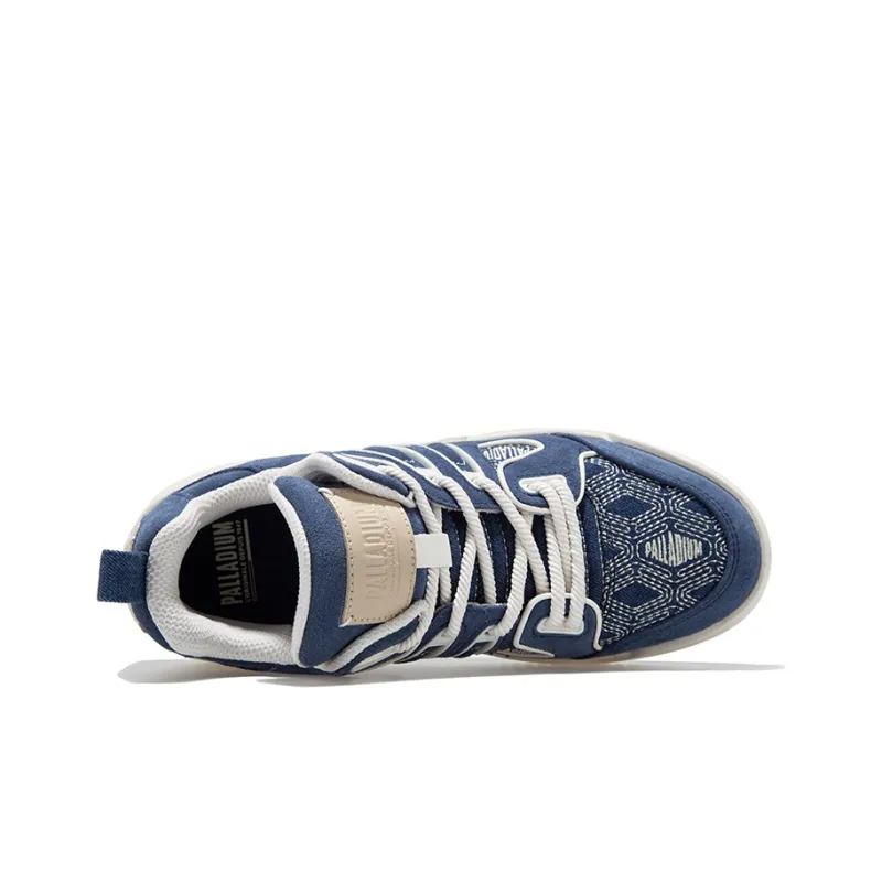 Palladium Skate Platform Low Top Casual Shoes Women's Blue White-3