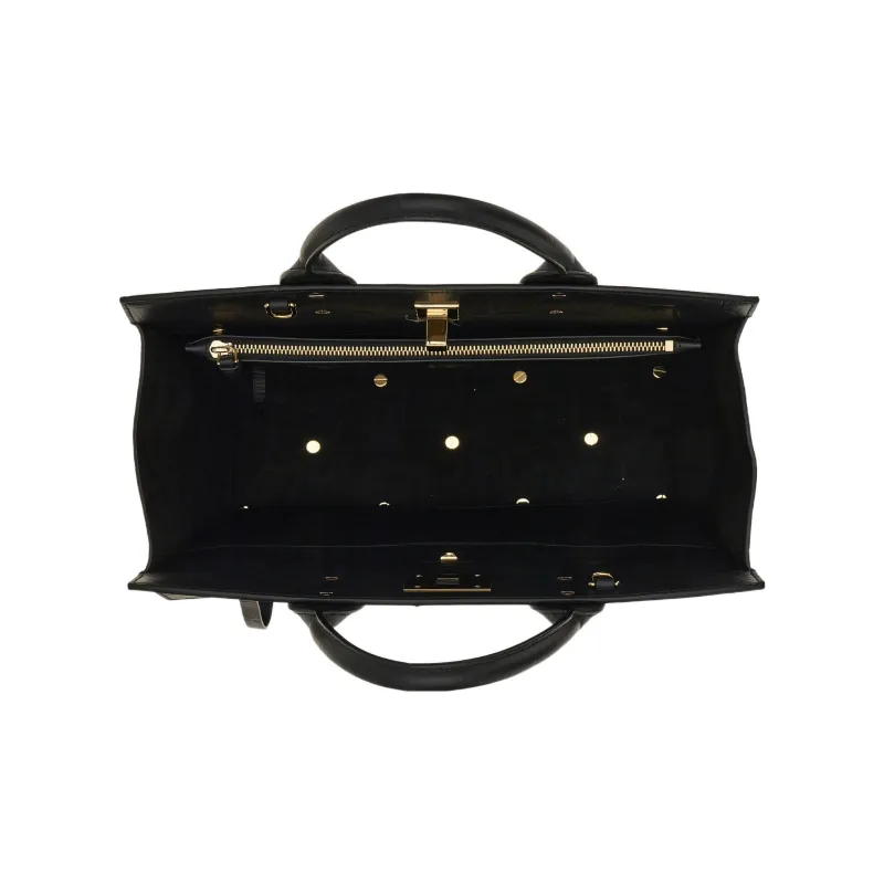 FERRAGAMO Crocodile Pattern Leather Shoulder Bag Crossbody Bag Handbag Women's Black-3