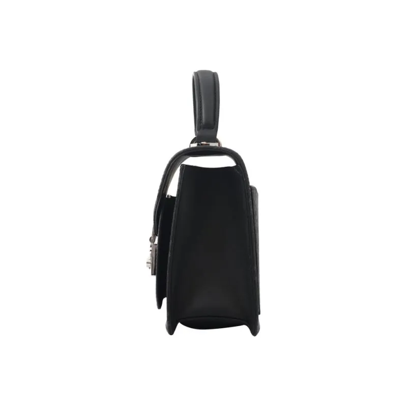 MCM Patricia Satchel Visetos Leather Trunk Bag, Shoulder Bag, Crossbody Bag, Handbag Small Size Women's Black-2