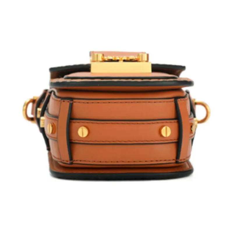 MCM Patricia Visetos Leather One Shoulder Chain Crossbody Cell Phone Pouch Mini Women's Cognac-4