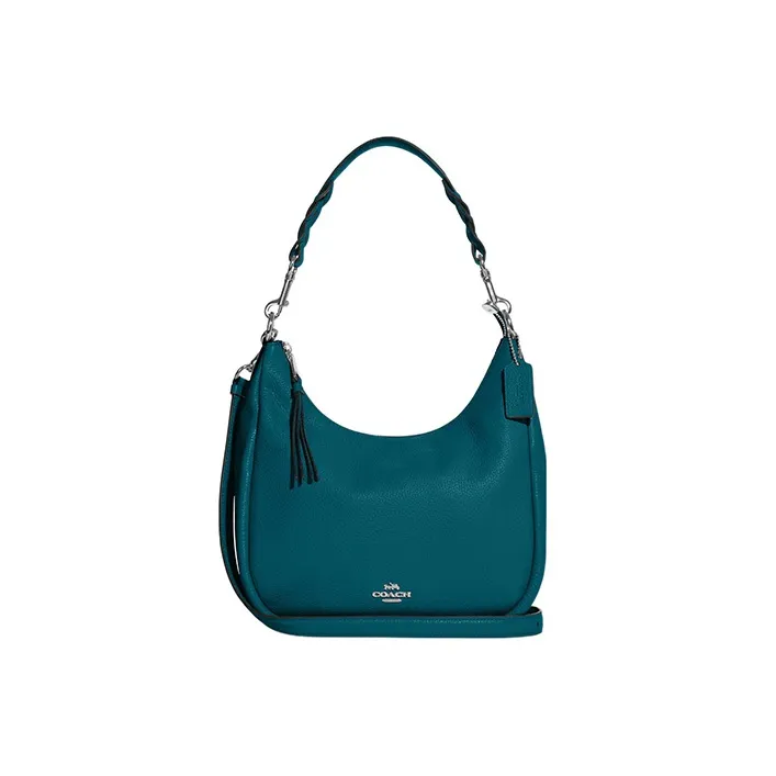 COACH Jules Refined Pebble Leather Handbag, Shoulder Bag, Crossbody Bag Large Size Women's Turquoise-0