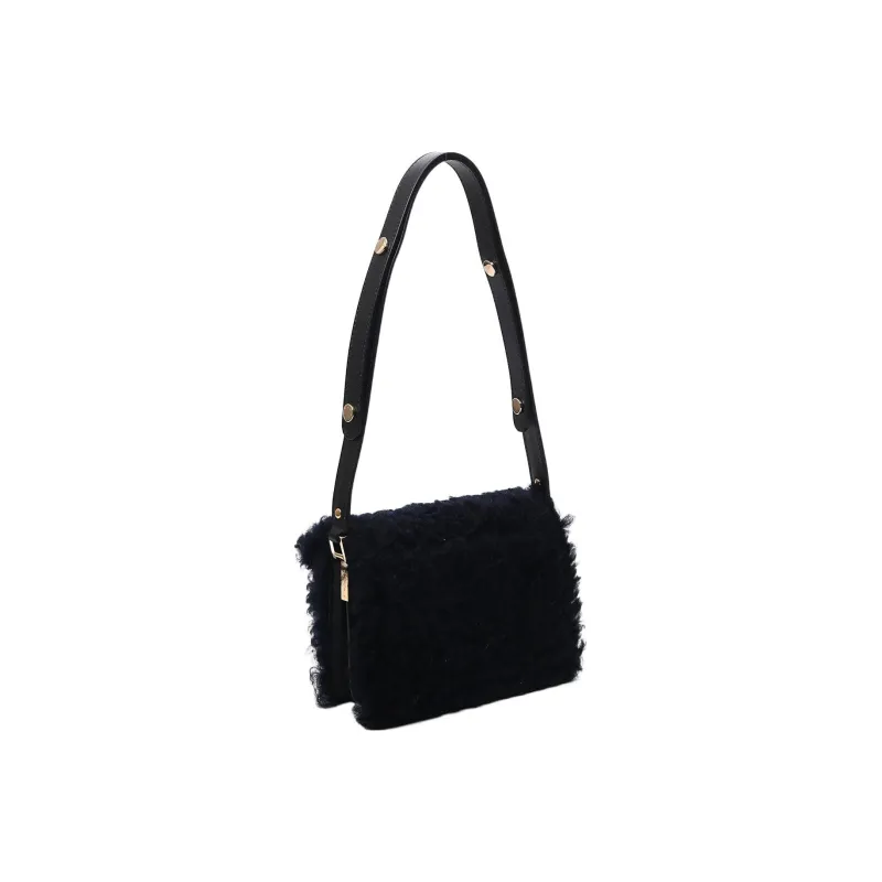 MARNI Trunk Shearling/Calfskin Shoulder Bag Crossbody Bag Mini Women's Black-1