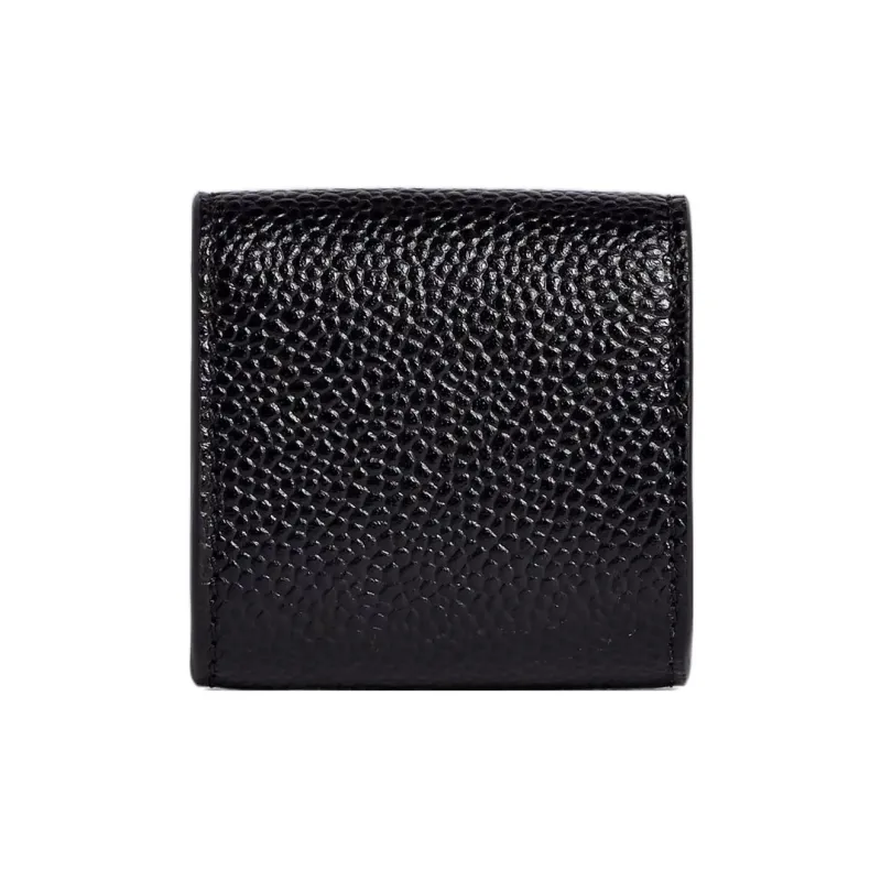 THOM BROWNE· Satin Logo Pebble Leather Coin Purse Small Size Men's Black-3