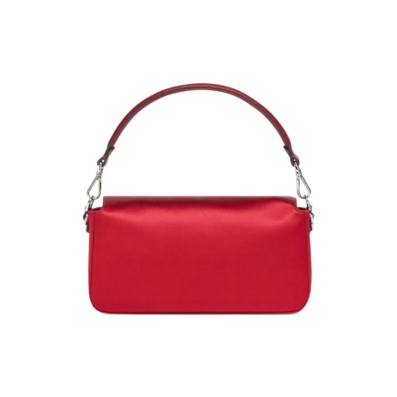 FENDI Baguette Fabric With Snake Leather And Sheepskin Portable Crossbody Bag Shoulder Bag Women's Red-1