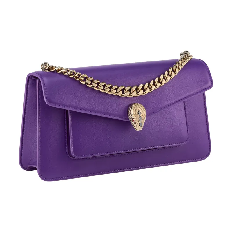 BVLGARI Serpenti East West Calfskin Crossbody Bag Shoulder Bag Women's Purple-2