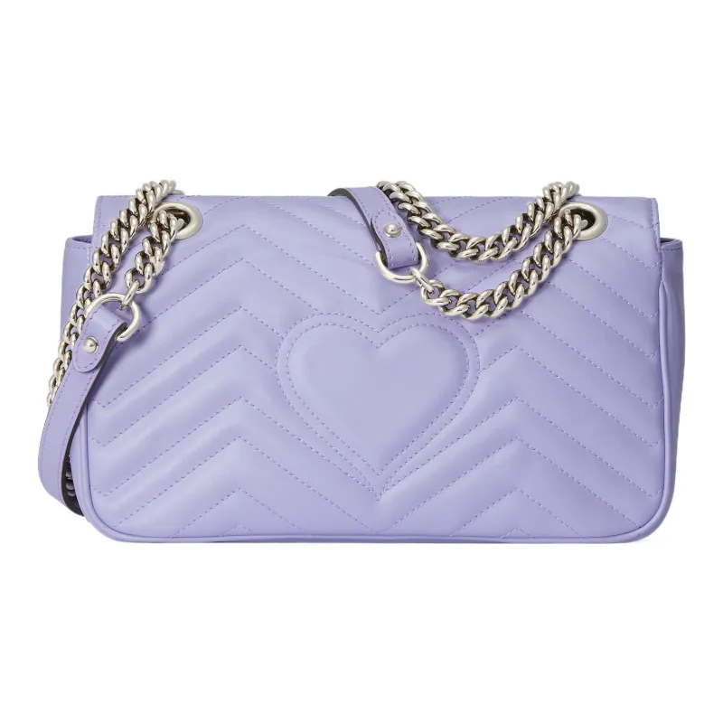 GUCCI GG Marmont Leather Crossbody Bag, Shoulder Bag Women's Light Purple-3