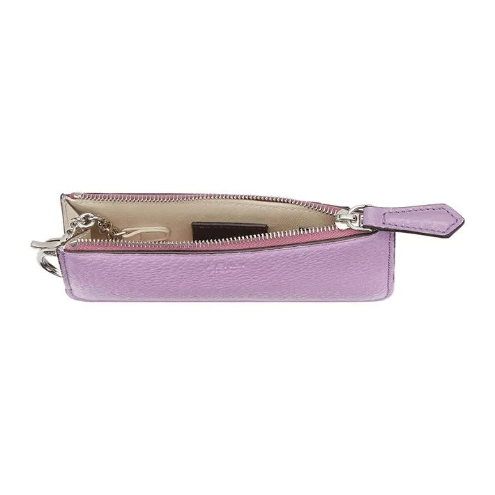 FENDI Peekaboo Cow Leather Card Holder Coin Purse Women's Purple-4