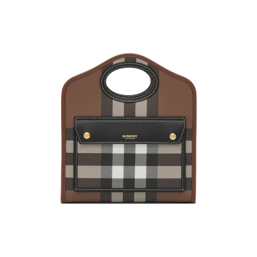 Burberry Pocket Bag Calfskin Decoration Shoulder Bag, Crossbody Bag, Handbag Mini Women's Dark Birch Brown