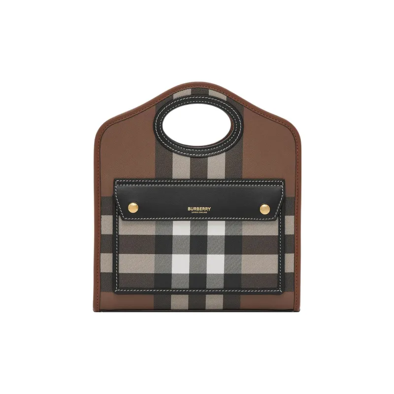 Burberry Pocket Bag Calfskin Decoration Shoulder Bag, Crossbody Bag, Handbag Mini Women's Dark Birch Brown-0