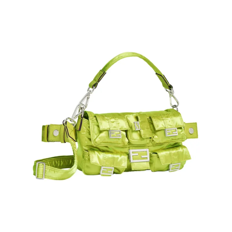 FENDI Baguette Nylon Sling Bag Cell Phone Pouch Handbag Shoulder Bag Crossbody Bag Fanny Pack Men's Sprout Green-1