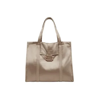 FENDI Baguette Nylon Tote Bag Shopping Bag Shoulder Bag Handbag Women's Dove Gray