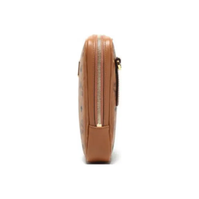 MCM Klassik Visetos Leather One Shoulder Crossbody Fanny Pack Mini Unisex Brown Cognac-2