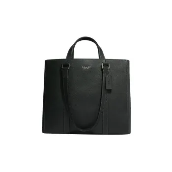 COACH Hudson Pebbled Leather Tote Bag Shopping Bag Shoulder Bag Handbag Large Size Women's Dark Green