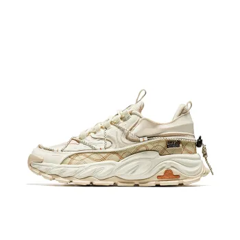 Erke Wear Resistant Slip Resistant Low Top Running Shoes Men's White Linen