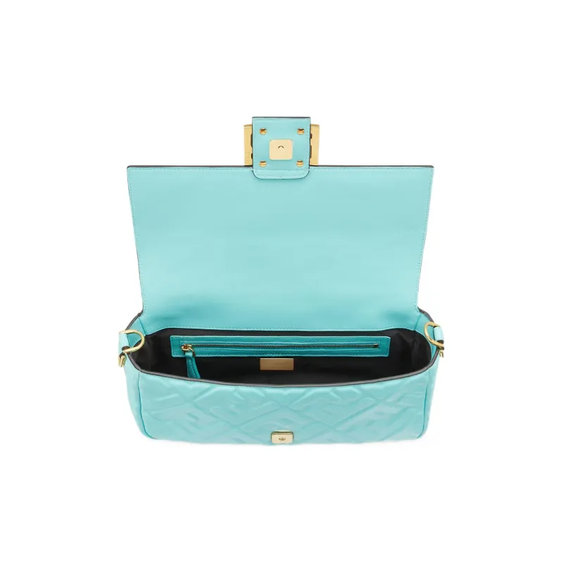 FENDI Baguette Sheepskin Portable Crossbody Bag, Shoulder Bag Medium Size Women's Turquoise-7
