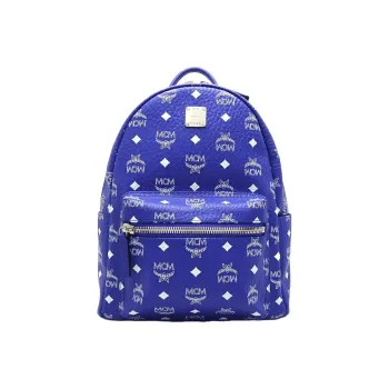 MCM Artificial Leather Backpack Unisex Dark Blue