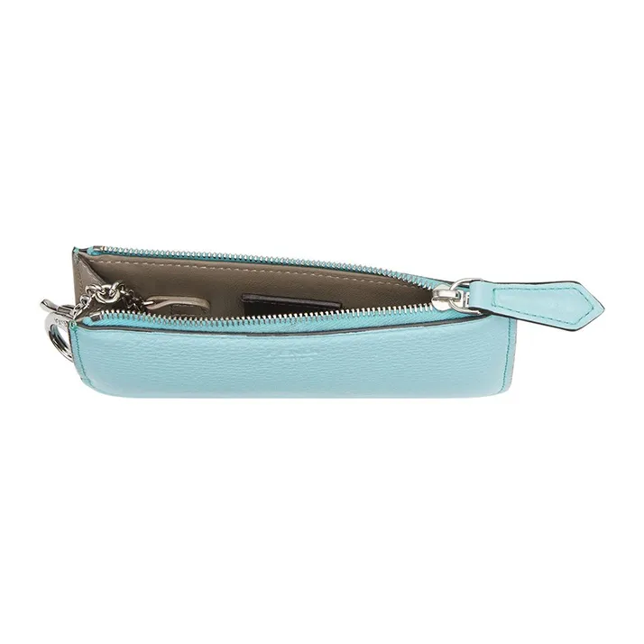 FENDI Peekaboo Cow Leather Card Holder Coin Purse Women's Light Blue-3