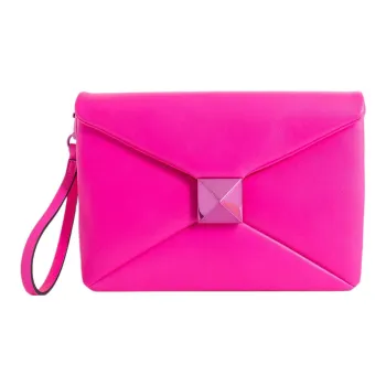 Valentino GARAVANI Quilting Lambskin Clutch Men's Pink