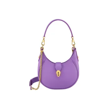 BVLGARI Serpenti Ellipse Calfskin Handbag Shoulder Bag Crossbody Bag Small Size Women's Purple