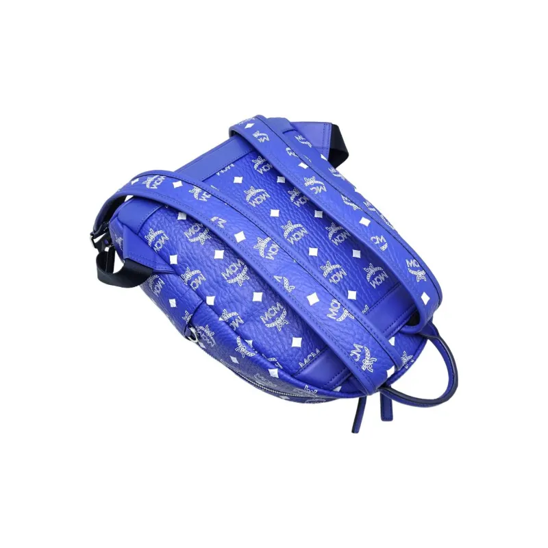 MCM Artificial Leather Backpack Unisex Dark Blue-2