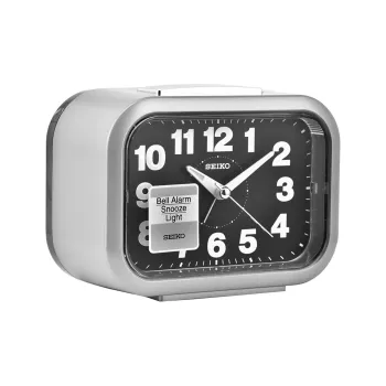 SEIKO Sweeping Seconds Movement Resin Alarm Clock Unisex Black