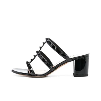 Valentino Rockstud Slide Slippers Women's Black