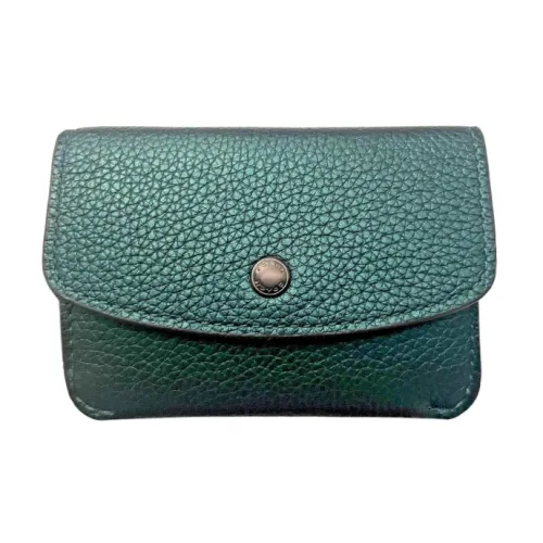 COACH Card Case Pebbled Leather Coin Purse Wallets Card Holders Mini Women's Green