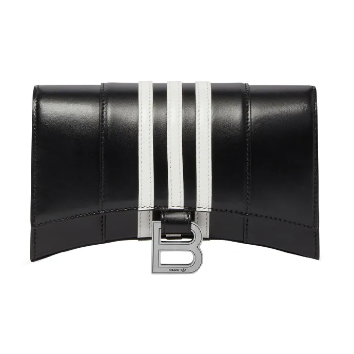 Balenciaga X Adidas Hourglass Wallet With Chain Black-0