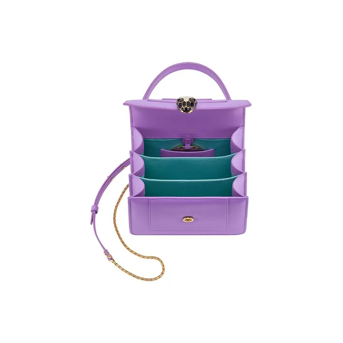 BVLGARI Serpenti Forever Calfskin Shoulder Bag, Crossbody Bag, Handbag Women's Purple-3