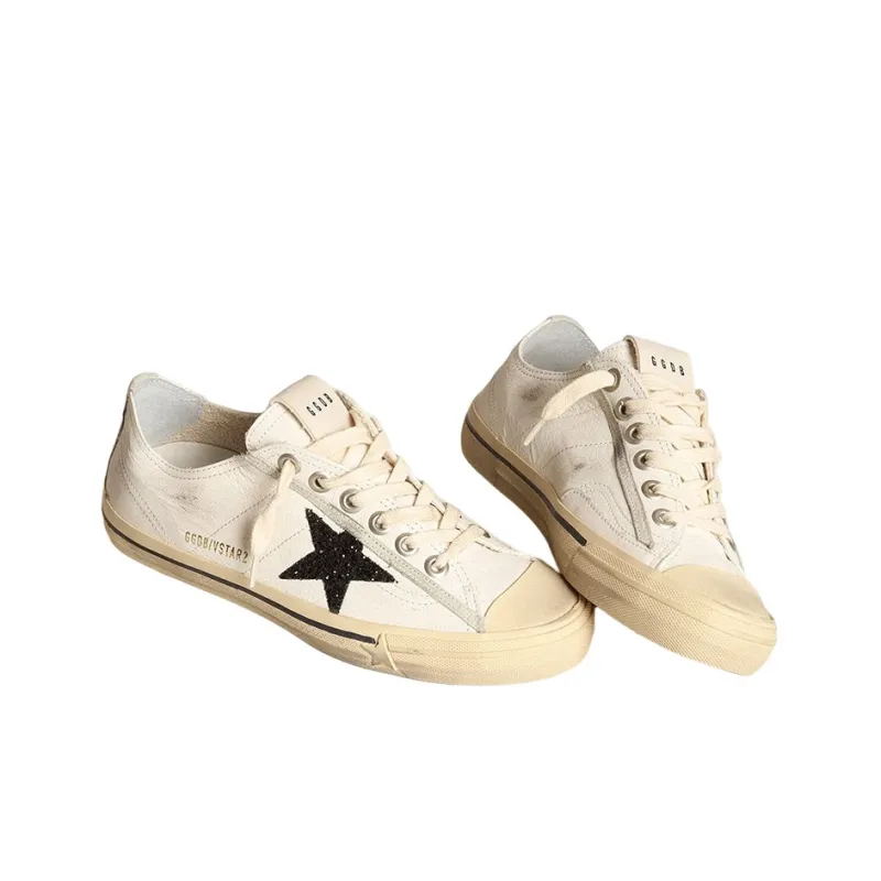 Golden Goose V Star Stylish Skateboarding Shoes Women's White Vintage Version-2