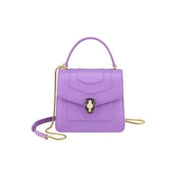 BVLGARI Serpenti Forever Calfskin Shoulder Bag, Crossbody Bag, Handbag Women's Purple