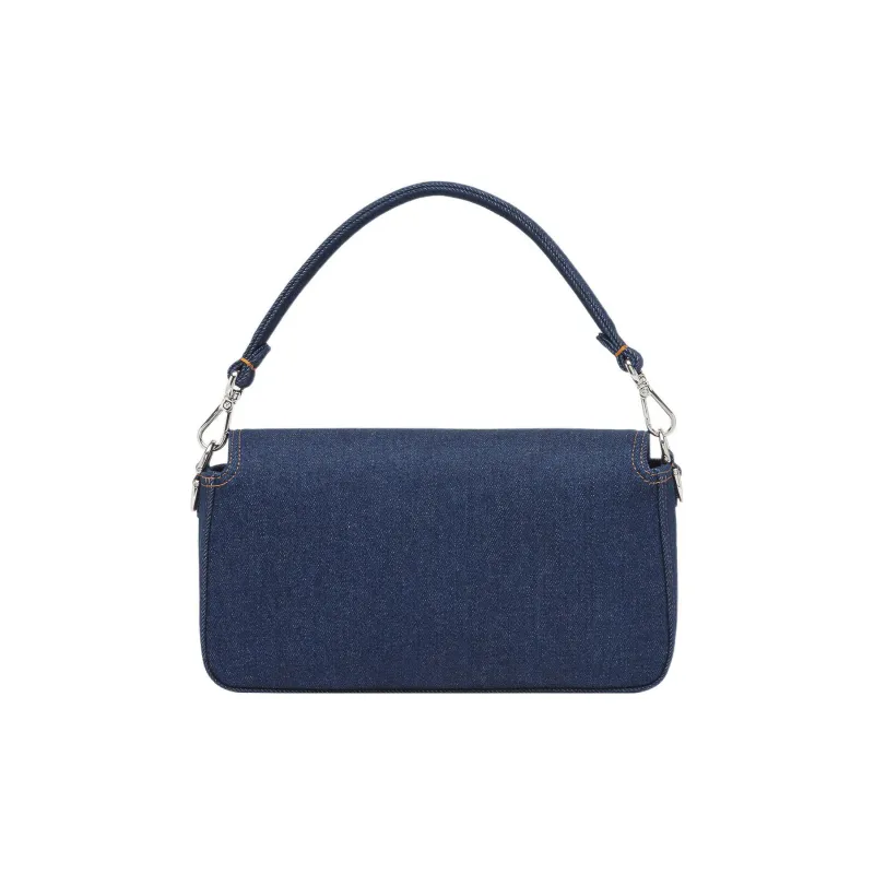 FENDI Baguette Fabric Denim Portable Crossbody Bag Shoulder Bag Women's Blue-1