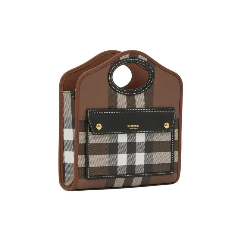 Burberry Pocket Bag Calfskin Decoration Shoulder Bag, Crossbody Bag, Handbag Mini Women's Dark Birch Brown-2