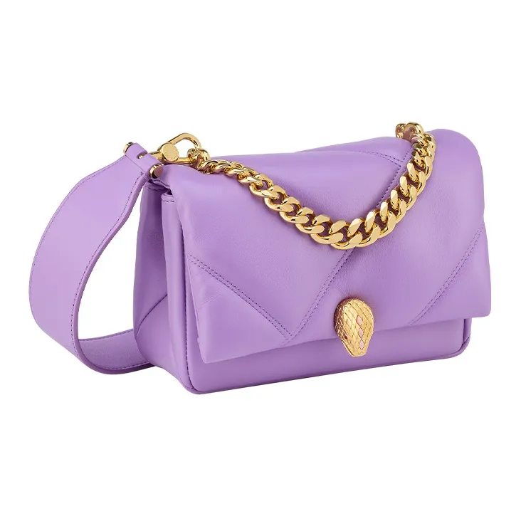 BVLGARI Serpenti Cabochon Calfskin Shoulder Bag Crossbody Bag Mini Women's Purple-1