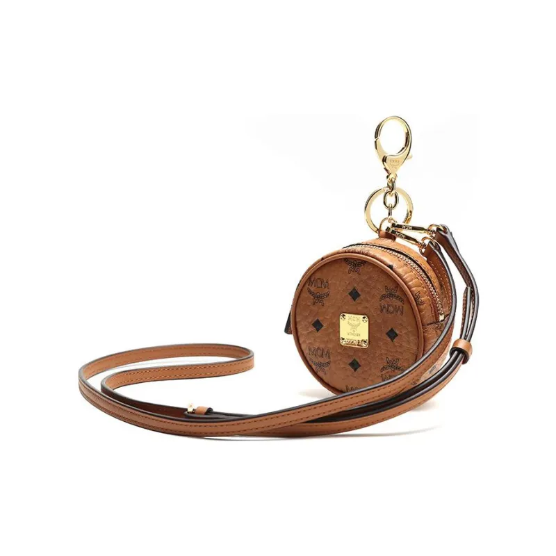 MCM Original Visetos Leather Shoulder Bag Crossbody Bag Mini Unisex Brown Cognac-1