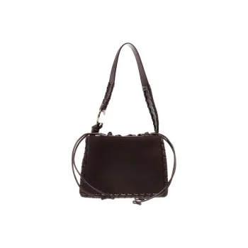 Chloe Leather Hobo Bag Handbag Shoulder Bag Regular Women's Dark Brown