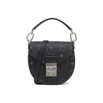 MCM Patricia Visetos Cow Leather, Artificial Leather Saddle Bag Handbag, Shoulder Bag, Crossbody Bag Mini Women's Black