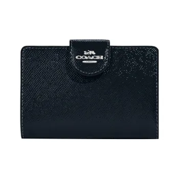COACH Corner Zip Leather Card Holder, Wallet Medium Size Women's Marine Blue