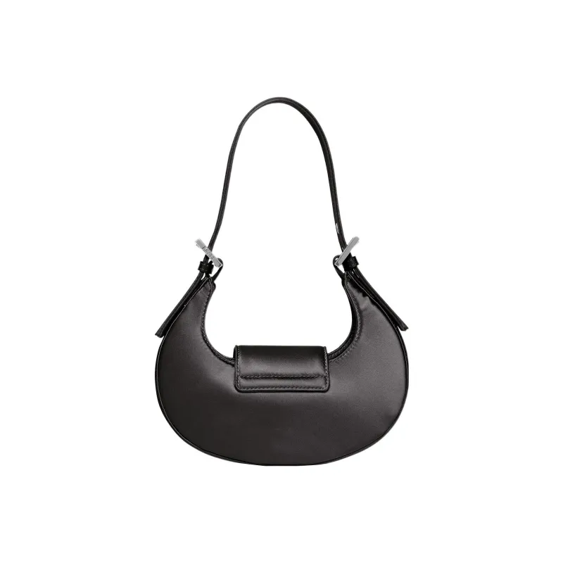 FENDI Cookie Satin Fabric With Sheepskin Shoulder Bag Hobo Bag Handbag Shoulder Bag Women's Black-1
