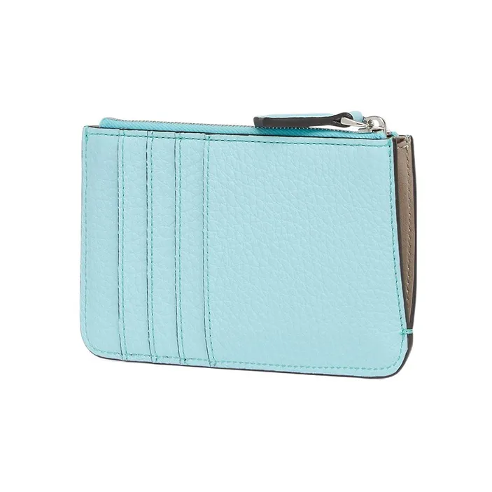 FENDI Peekaboo Cow Leather Card Holder Coin Purse Women's Light Blue-1